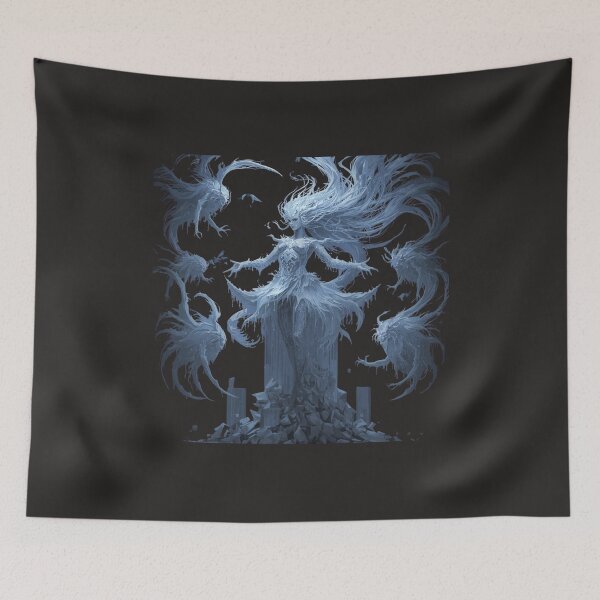 Item preview, Ethereal Ice Dragon Goddess Queen Fantasy Art - Frozen Winter Sorceress with Mythical Dragons Digital Artwork designed and sold by TitanRN.