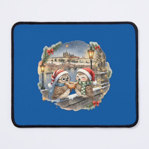 Item preview, Two Cute Owls Christmas Prague on Charles Bridge designed and sold by FixwellStudio.