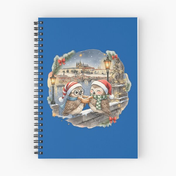 Item preview, Two Cute Owls Christmas Prague on Charles Bridge designed and sold by FixwellStudio.