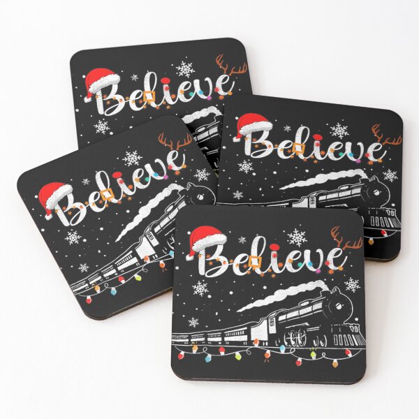 Item preview, Title: Believe Christmas Train Silhouette Magical Holiday Lights Antlers designed and sold by LizzyKeiko.