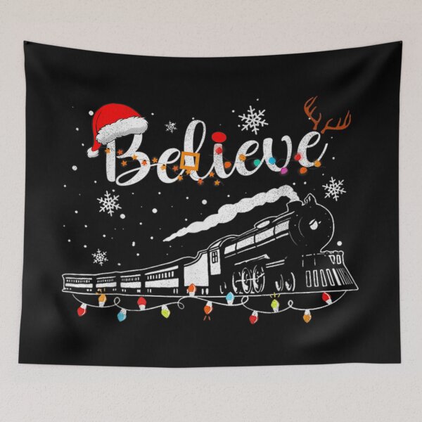 Item preview, Title: Believe Christmas Train Silhouette Magical Holiday Lights Antlers designed and sold by LizzyKeiko.