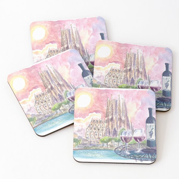 Item preview, Enchanted Barcelona Spain with Sagrada Familia and Table at Placa de Gaudi designed and sold by artshop77.