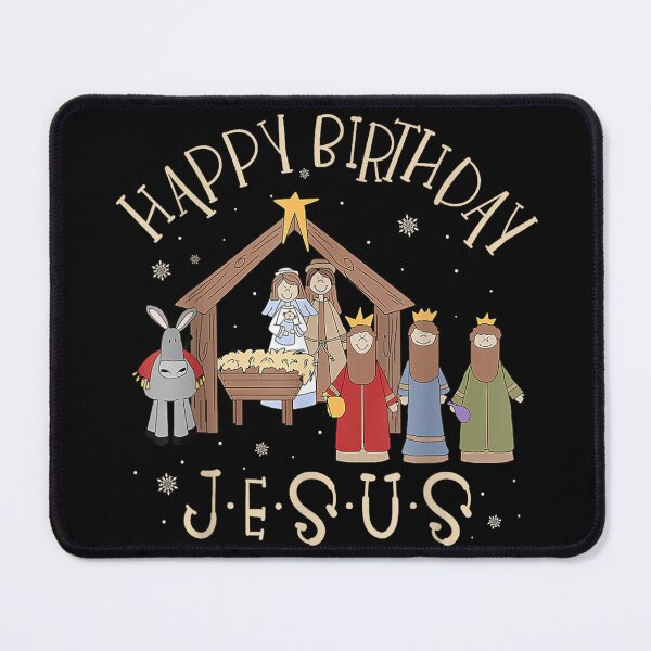 Item preview, Happy Birthday Cartoon Nativity Scene Cute Christmas Religious Art designed and sold by LizzyKeiko.