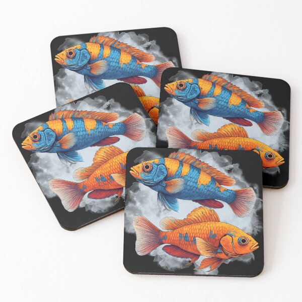 Item preview, Vibrant Tropical African Cichlids Fish Duo Illustration designed and sold by Karolina’s Cozy Creations.