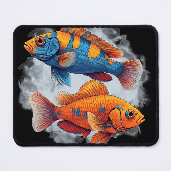 Item preview, Vibrant Tropical African Cichlids Fish Duo Illustration designed and sold by Karolina’s Cozy Creations.