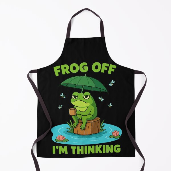 Item preview, Grumpy Frog Sticker – Funny Cartoon Frog “FROG OFF, I’M THINKING” designed and sold by RandomPrints.