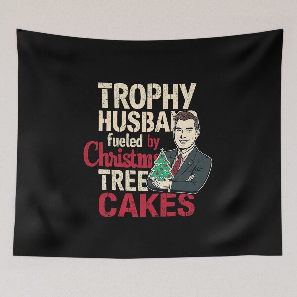 Item preview, Trophy Husband Fueled by Christmas Tree Cakes – Funny Christmas Cartoon Design designed and sold by SaritaVerseArt.