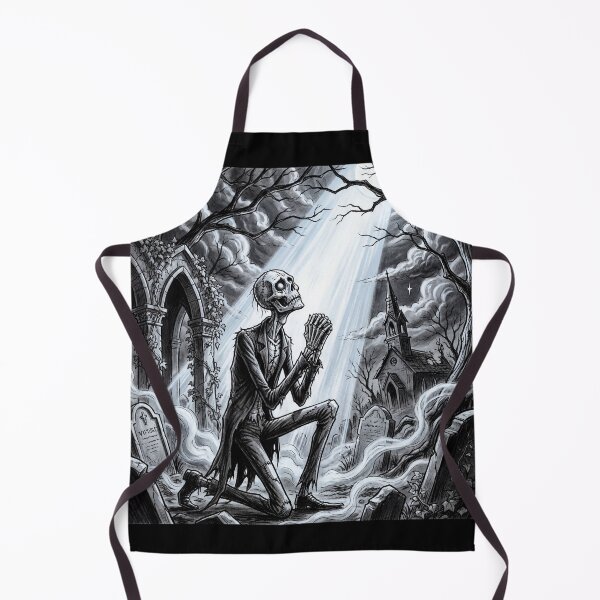 Item preview, a Zombie prays in a dark cemetery Gothic Horror art designed and sold by Vintage Designs +.