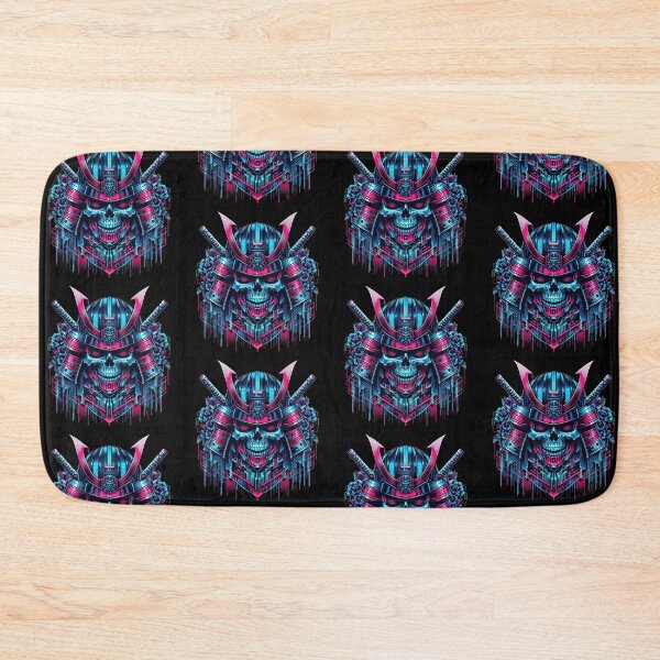 Item preview, Cyberpunk Samurai Skull with Neon Blossoms designed and sold by Dogandesighn.