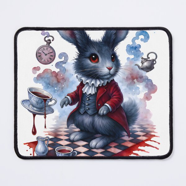 Item preview, Shadow-Waisted Clockrabbit on Crimson Checkerboard designed and sold by RubisLeaf.