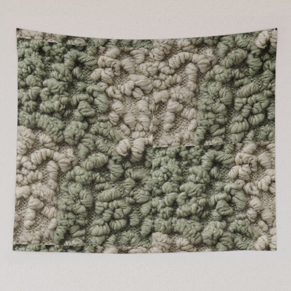 Item preview, Green Beige Knitted Yarn Texture Close-Up Fabric Design designed and sold by SplashTastic.
