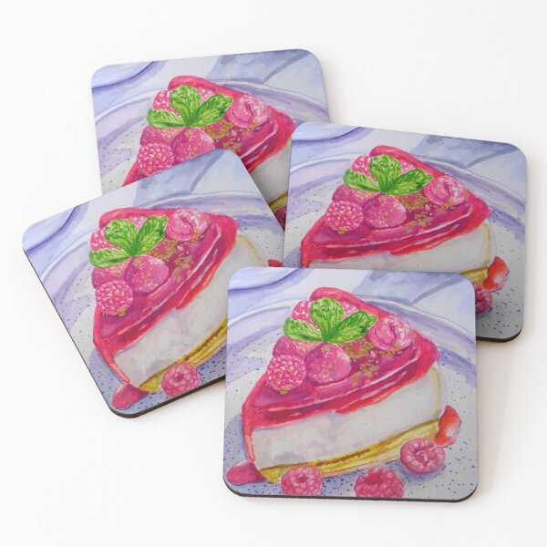 Item preview, Raspberry White Chocolate Cake Watercolor Realistic Food Painting  designed and sold by happiartworks .