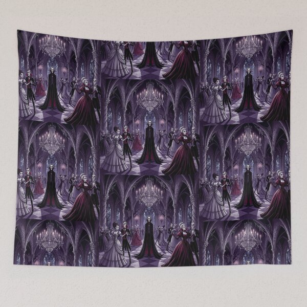 Item preview, Dracula in his dark ballroom illustration gothic vampire art designed and sold by Vintage Designs +.