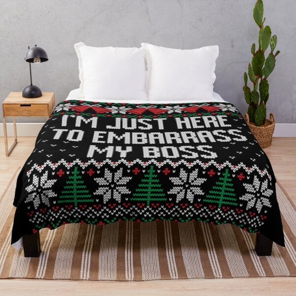 Item preview, I'm Just Here To Embarrass My Boss Funny Ugly Christmas Sweater designed and sold by Jone Cham.