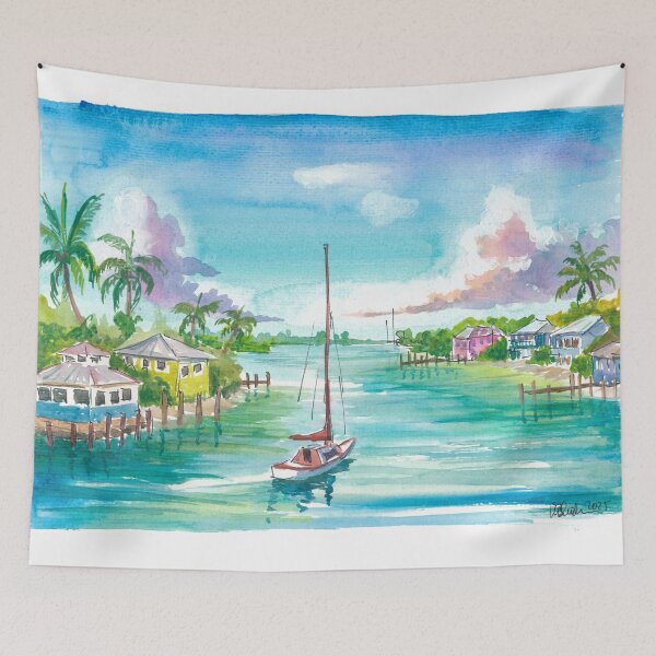 Item preview, Sunlit Marsh Harbour on Abaco Island Coastal Serenity designed and sold by artshop77.
