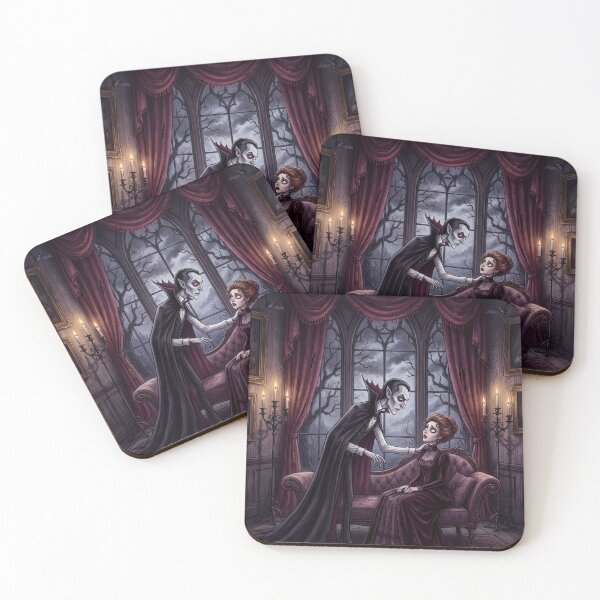 Item preview, Dracula seduces Mina illustration gothic vampire art designed and sold by Vintage Designs +.