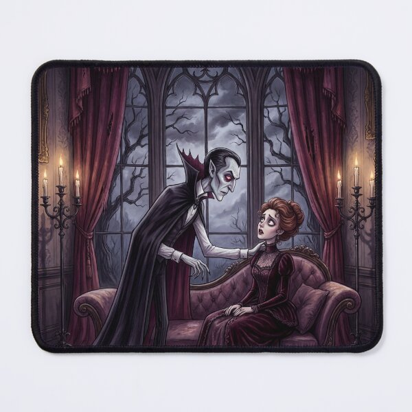 Item preview, Dracula seduces Mina illustration gothic vampire art designed and sold by Vintage Designs +.
