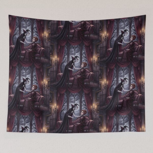 Item preview, Dracula seduces Mina illustration gothic vampire art designed and sold by Vintage Designs +.
