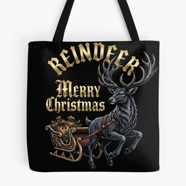 Item preview, Vintage Reindeer Sleigh Merry Christmas Gold Typography Gift designed and sold by SoulenCify.