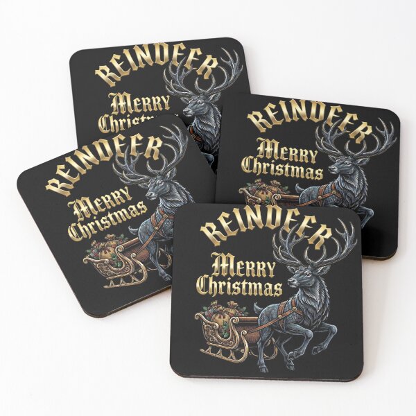 Item preview, Vintage Reindeer Sleigh Merry Christmas Gold Typography Gift designed and sold by SoulenCify.