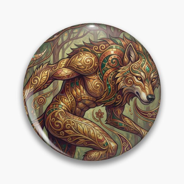 Item preview, Klimt style Werewolf Golden Transformation creature of folklore watercolor artwork illustration designed and sold by Vintage Designs +.