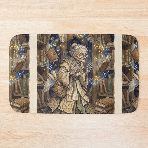Item preview, Fairy Librarian creature of folklore watercolor artwork illustration designed and sold by Vintage Designs +.