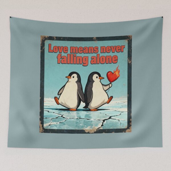 Item preview, Love Means Never Falling Alone - Adorable Penguin Romance designed and sold by INNERSELFART.