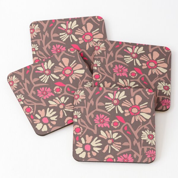 Item preview, Desert. Pink and cream flowers on a brown background designed and sold by Alex  Blud.
