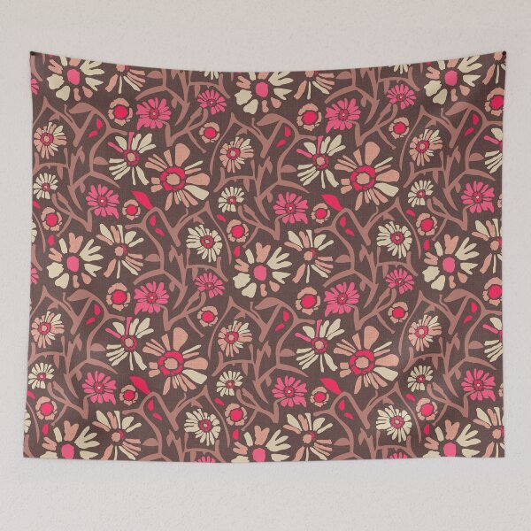 Item preview, Desert. Pink and cream flowers on a brown background designed and sold by Alex  Blud.