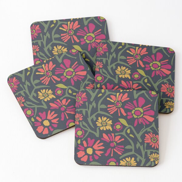 Item preview, Desert. Pink and orange flowers on a dark green background designed and sold by Alex  Blud.
