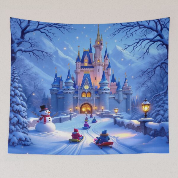 Item preview, Magical Winter Castle – Snowy Fairytale with children, sleigh ride and golden glowing lights designed and sold by FotoworldEdel.