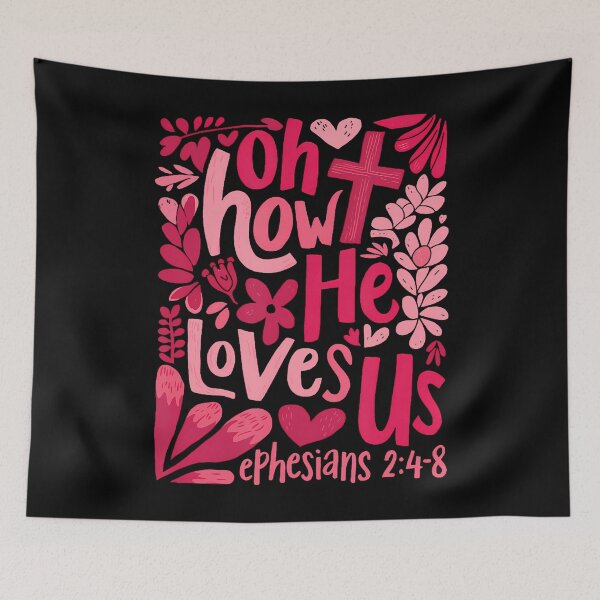 Item preview, Oh How He Loves Us Boho Valentine Flower Jesus Christian designed and sold by JeneMindy.