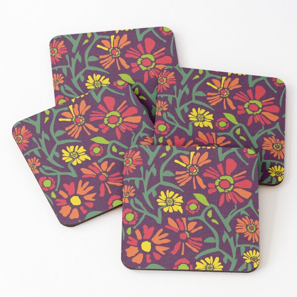 Item preview, Desert. Red and orange flowers on a dark purple background designed and sold by Alex  Blud.