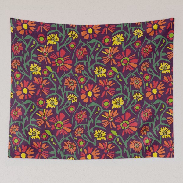 Item preview, Desert. Red and orange flowers on a dark purple background designed and sold by Alex  Blud.