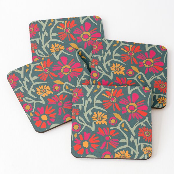 Item preview, Desert. Red and orange flowers on a dark green background designed and sold by Alex  Blud.