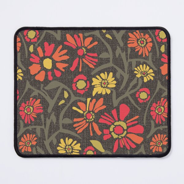 Item preview, Desert. Red and orange flowers on a dark khaki background designed and sold by Alex  Blud.