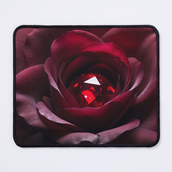 Aperçu de l'œuvre Satinheart Rouge – Rose rouge profond à cœur rubis créée et vendue par LaLi-Designs.