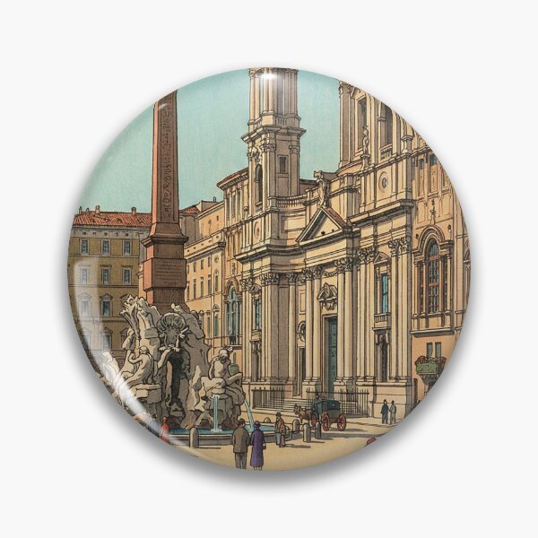 Item preview, Piazza Navona Rome Japanese Woodblock Print designed and sold by Takeda-art.