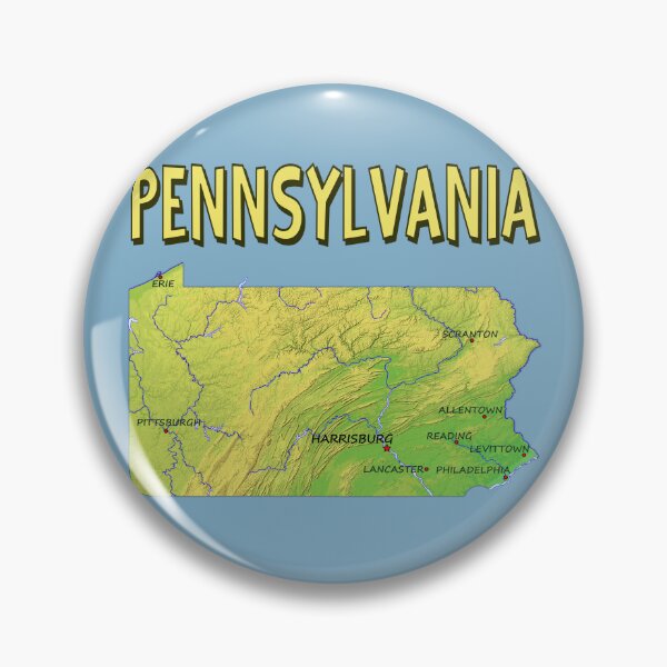 Artikelvorschau, Historische Reliefkarte von Pennsylvania | Topografie des Bundesstaates, Städte und Flüsse entworfen und verkauft von mashmosh.
