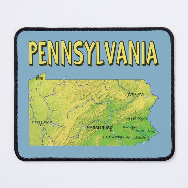 Item preview, Vintage Pennsylvania Map Relief | State Topography, Cities, and Rivers Design designed and sold by mashmosh.