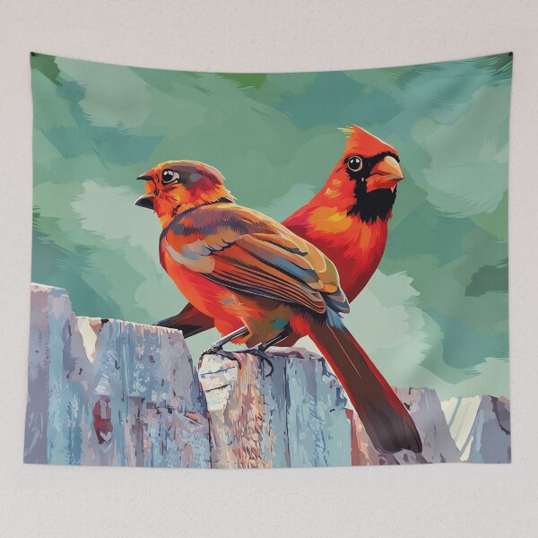 Item preview, Pair of Cardinals on Fence designed and sold by tomorrowsart.