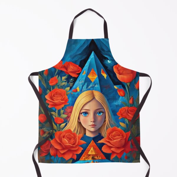 Item preview, Blonde Girl with Red Roses and Glowing Blue Pyramid Fantasy Art designed and sold by Doblash.