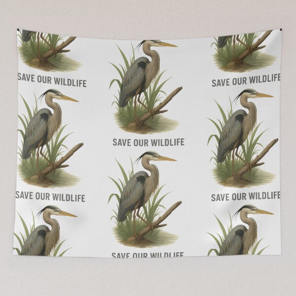 Item preview, Save Our Wildlife – Great Blue Heron Wetland Conservation Artwork Gift  designed and sold by Badegi Tradings.