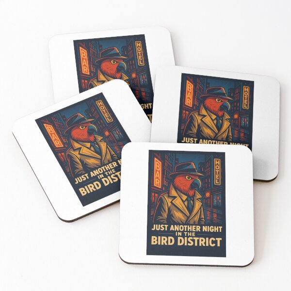 Item preview, Just Another Night in the Bird District | Funny Noir Parrot Art | Retro Urban Animal Humor Design designed and sold by WhimsyByPaul.redbubble.com.