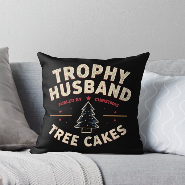 Item preview, Trophy Husband Fueled by Christmas Tree Cakes – Masculine Holiday Badge Design designed and sold by SaritaVerseArt.
