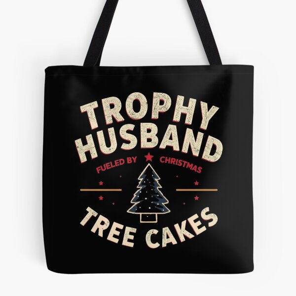 Item preview, Trophy Husband Fueled by Christmas Tree Cakes – Masculine Holiday Badge Design designed and sold by SaritaVerseArt.