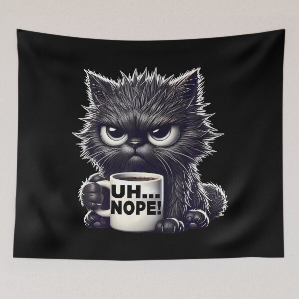 Item preview, Grumpy Animal Uh Nope Cat Coffee Funny Cat designed and sold by CeciliaMay1.