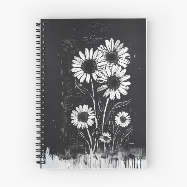 Aperçu de l'œuvre Tampon lithographique marguerite grunge noir et blanc style girly gothique créée et vendue par TackyTime.