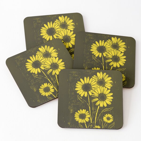 Item preview, Black Yellow Grunge Daisy Lithograph Stamp Girly Gothic  designed and sold by TackyTime.
