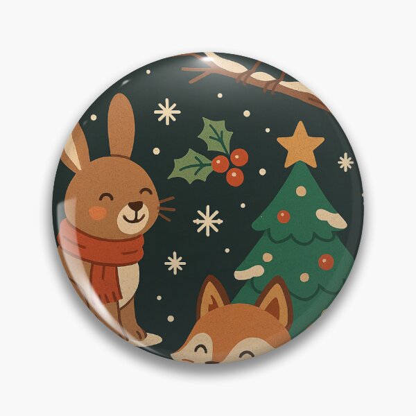 Aperçu de l'œuvre Un Noël féérique en forêt – Animaux douillets et éléments de Noël vintage créée et vendue par TrendBoost.
